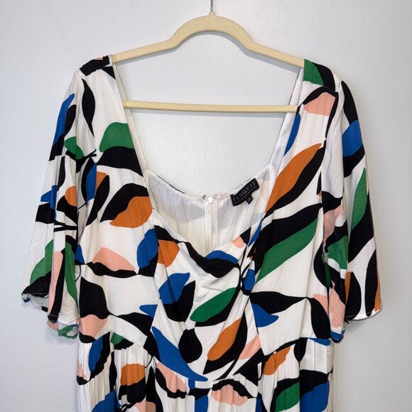 Eloquii Multicolor Abstract Leaf Print Maxi Dress Size 18W - Picture 2 of 8